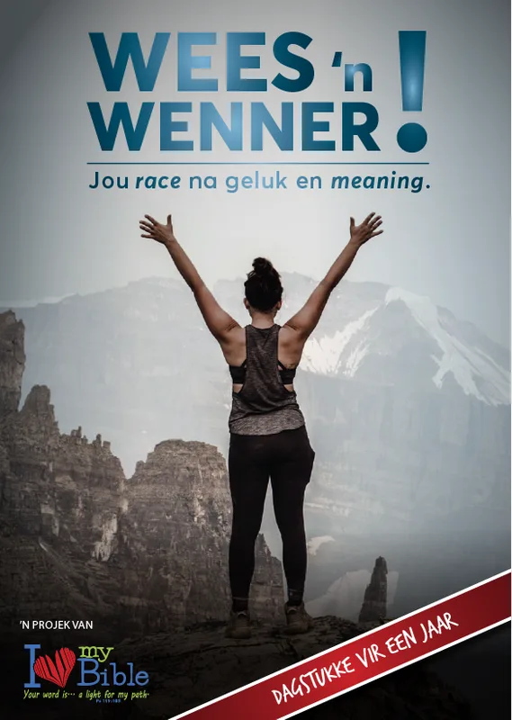 Omslag van die boek WEES ’n WENNER — jou race na geluk en meaning